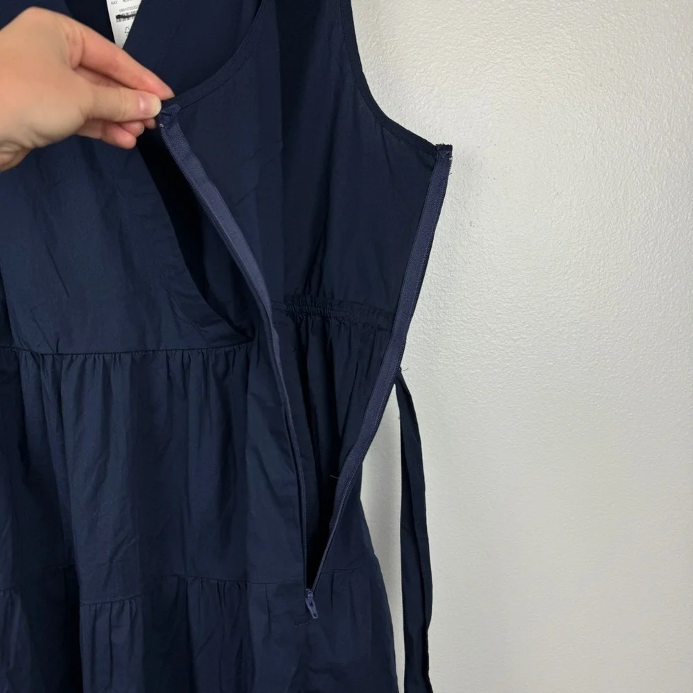 J. Crew Faux Wrap Sleeveless Mini Dress Navy Size 14 NWT - Picture 7 of 9